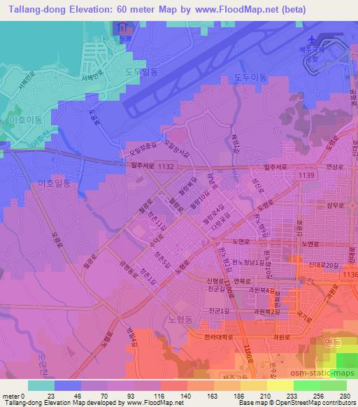 Tallang-dong,South Korea Elevation Map