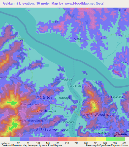 Gekkan-ri,South Korea Elevation Map