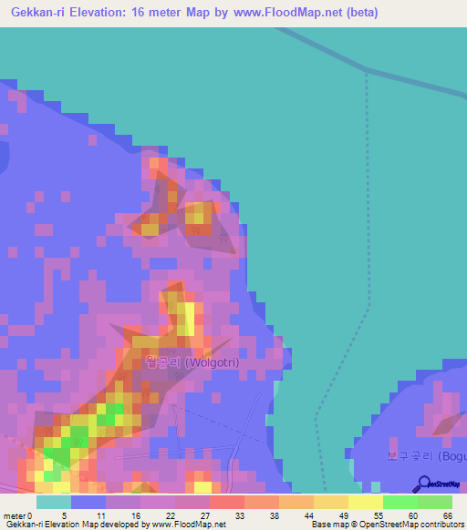 Gekkan-ri,South Korea Elevation Map