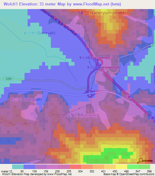 Wolch'i,South Korea Elevation Map