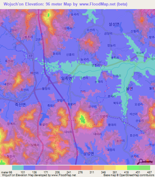 Wojuch'on,South Korea Elevation Map