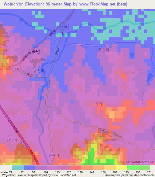Wojuch'on,South Korea Elevation Map