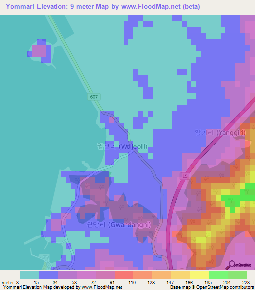 Yommari,South Korea Elevation Map