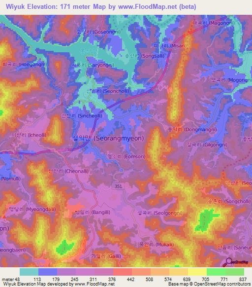 Wiyuk,South Korea Elevation Map