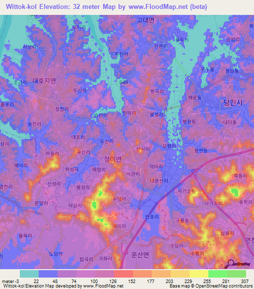 Wittok-kol,South Korea Elevation Map