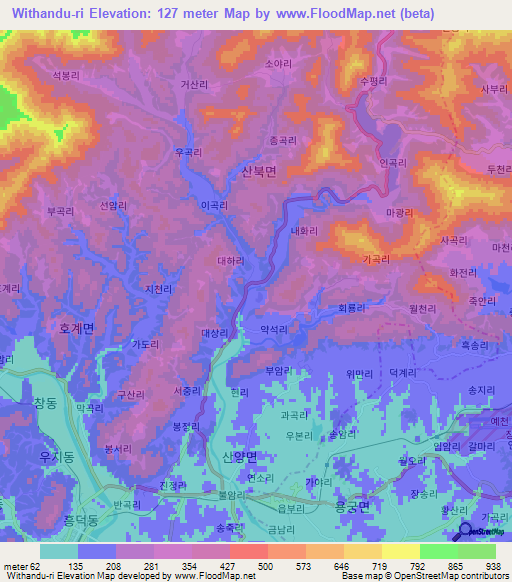 Withandu-ri,South Korea Elevation Map