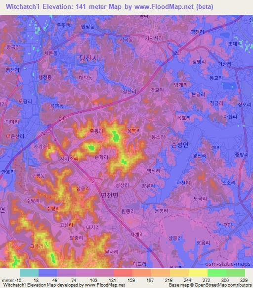 Witchatch'i,South Korea Elevation Map
