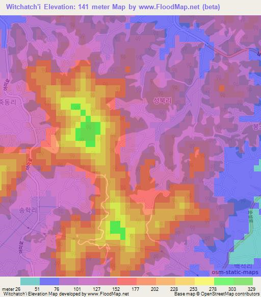 Witchatch'i,South Korea Elevation Map