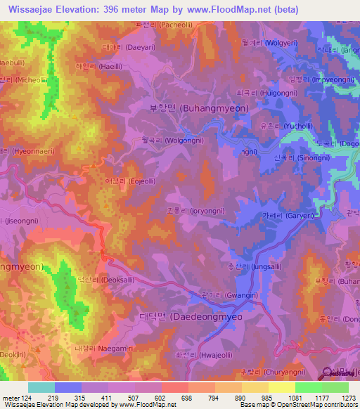 Wissaejae,South Korea Elevation Map