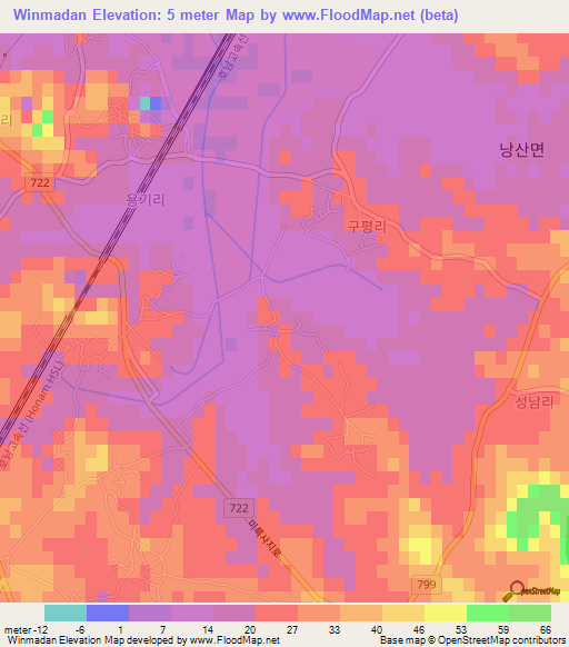 Winmadan,South Korea Elevation Map