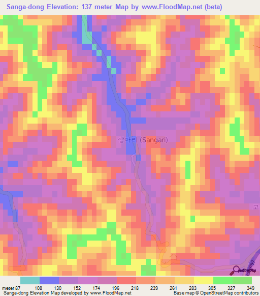 Sanga-dong,South Korea Elevation Map