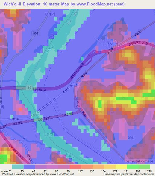 Wich'ol-li,South Korea Elevation Map