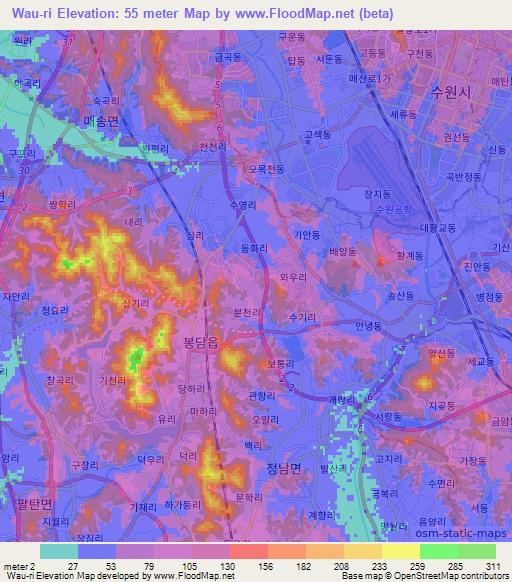 Wau-ri,South Korea Elevation Map