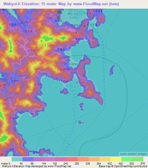 Wahyol-li,South Korea Elevation Map