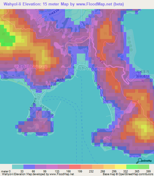 Wahyol-li,South Korea Elevation Map