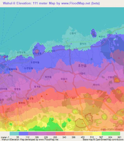 Wahul-li,South Korea Elevation Map