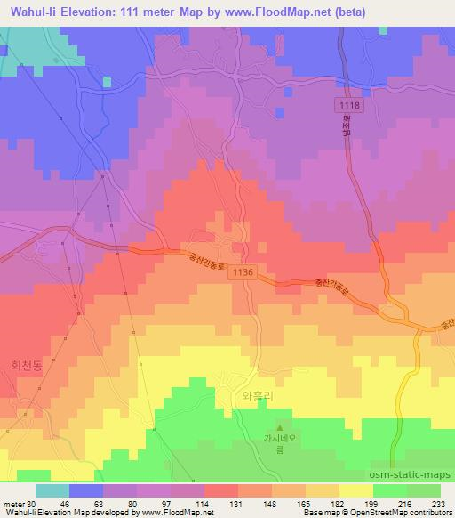 Wahul-li,South Korea Elevation Map