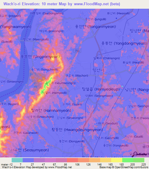 Wach'o-ri,South Korea Elevation Map