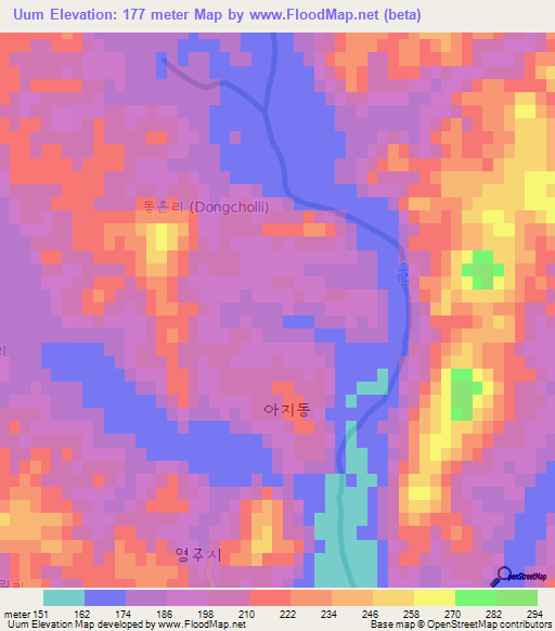 Uum,South Korea Elevation Map