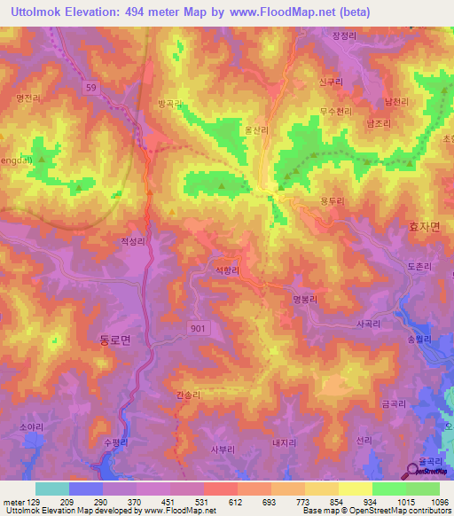 Uttolmok,South Korea Elevation Map