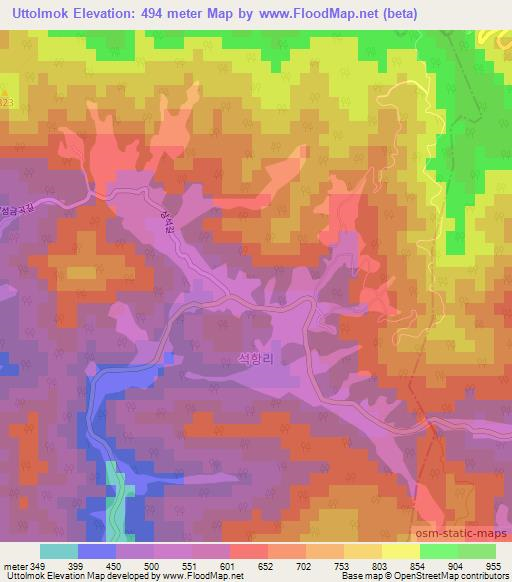 Uttolmok,South Korea Elevation Map