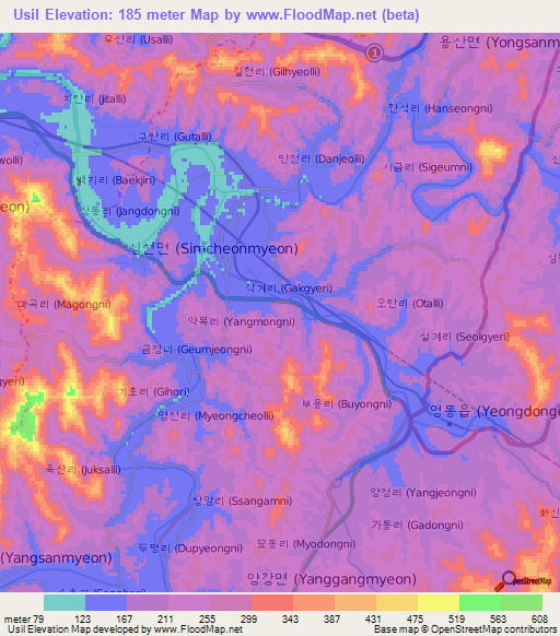 Usil,South Korea Elevation Map