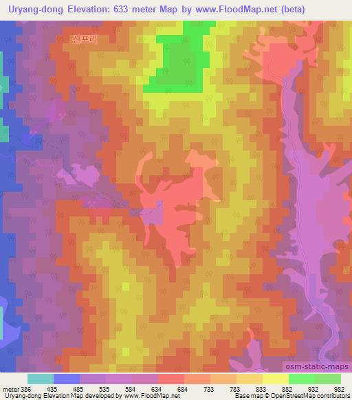 Uryang-dong,South Korea Elevation Map