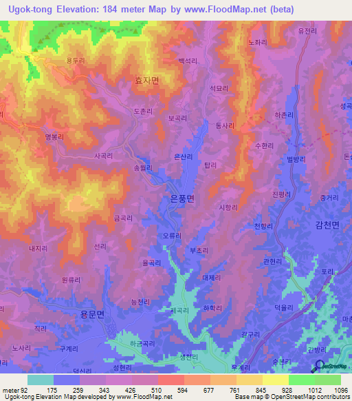 Ugok-tong,South Korea Elevation Map