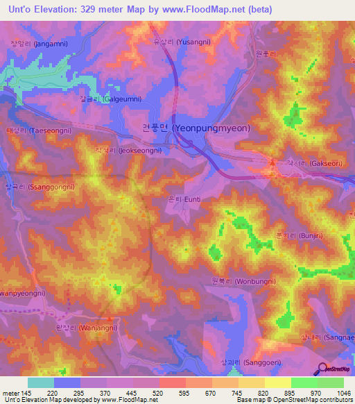 Unt'o,South Korea Elevation Map