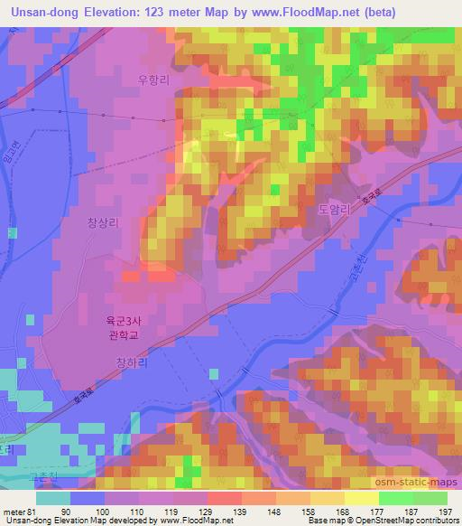 Unsan-dong,South Korea Elevation Map