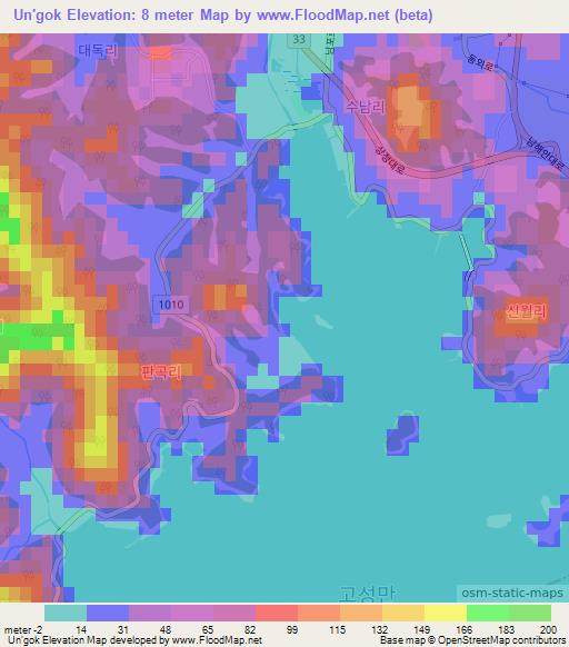 Un'gok,South Korea Elevation Map