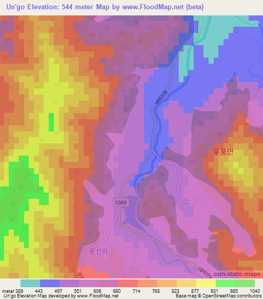 Un'go,South Korea Elevation Map