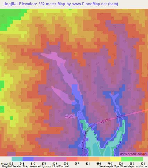 Ungjil-li,South Korea Elevation Map