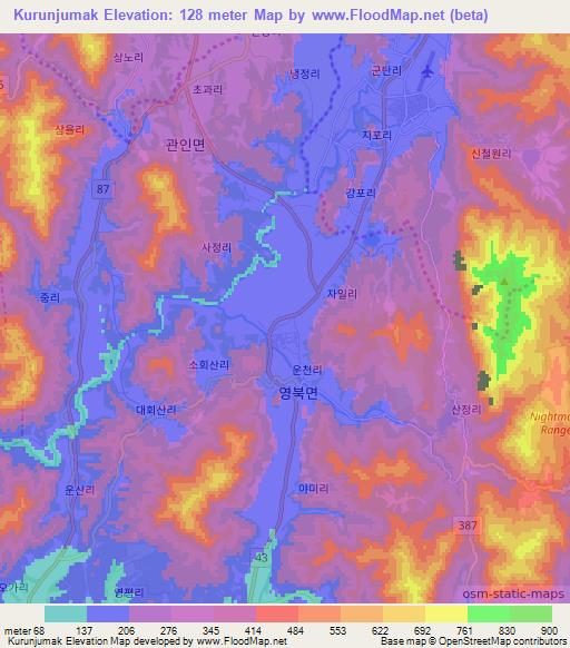 Kurunjumak,South Korea Elevation Map