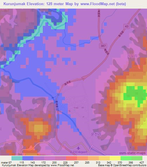 Kurunjumak,South Korea Elevation Map