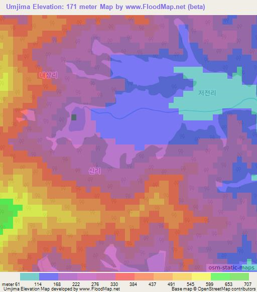 Umjima,South Korea Elevation Map