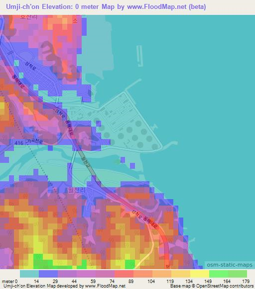 Umji-ch'on,South Korea Elevation Map