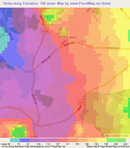 Umbu-dong,South Korea Elevation Map