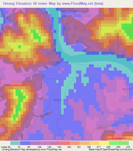 Umang,South Korea Elevation Map