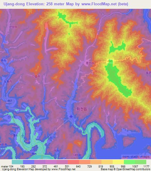 Ujang-dong,South Korea Elevation Map