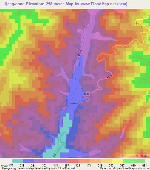 Ujang-dong,South Korea Elevation Map