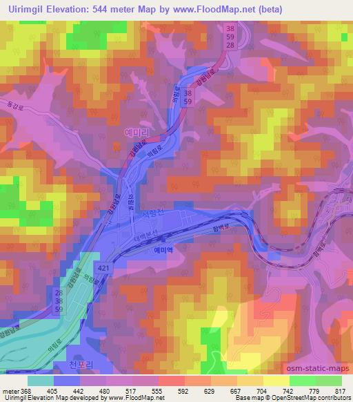 Uirimgil,South Korea Elevation Map