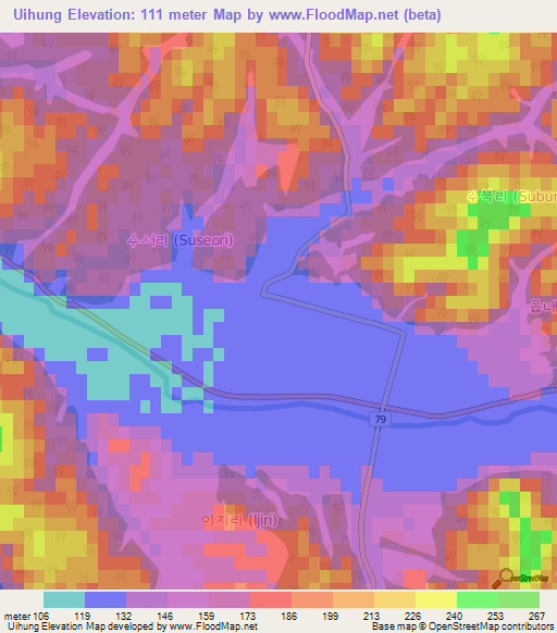 Uihung,South Korea Elevation Map