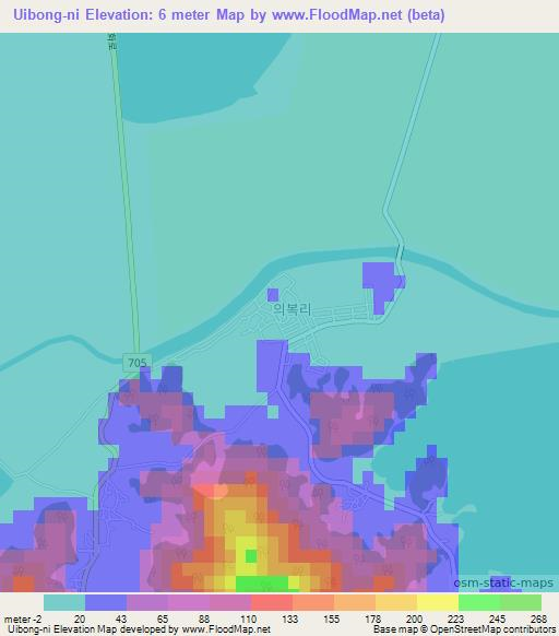 Uibong-ni,South Korea Elevation Map