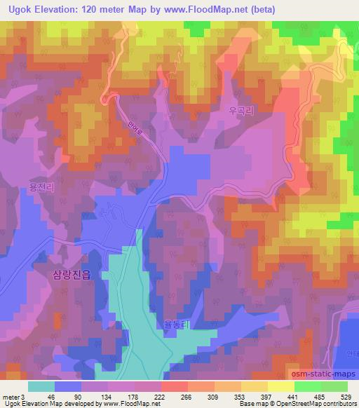 Ugok,South Korea Elevation Map