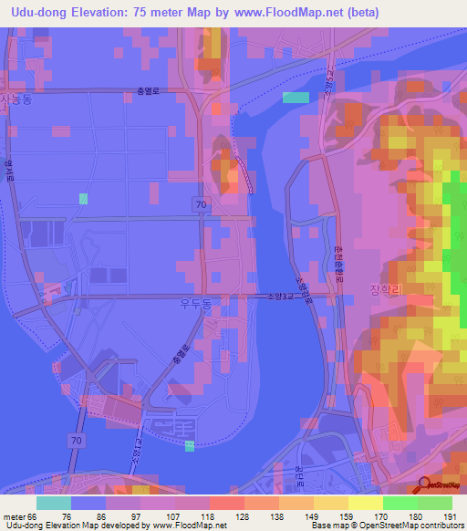 Udu-dong,South Korea Elevation Map