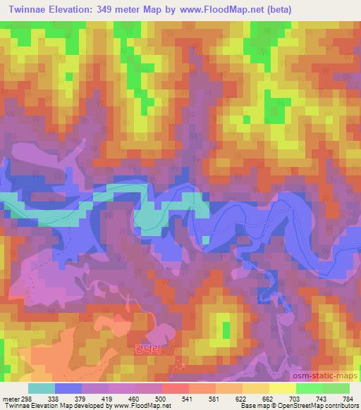 Twinnae,South Korea Elevation Map