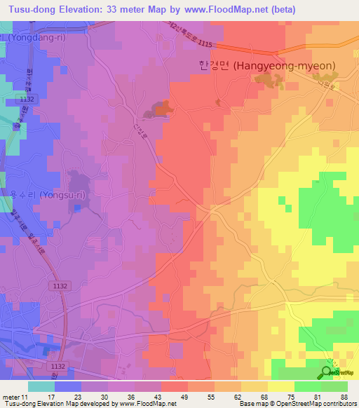 Tusu-dong,South Korea Elevation Map