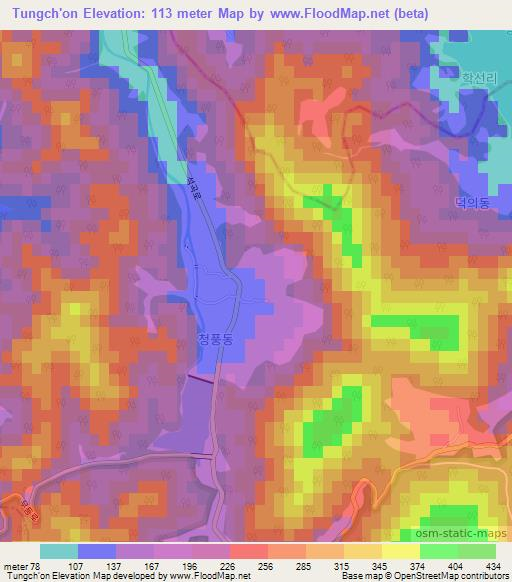 Tungch'on,South Korea Elevation Map