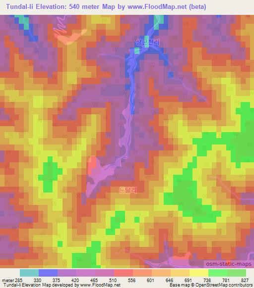 Tundal-li,South Korea Elevation Map